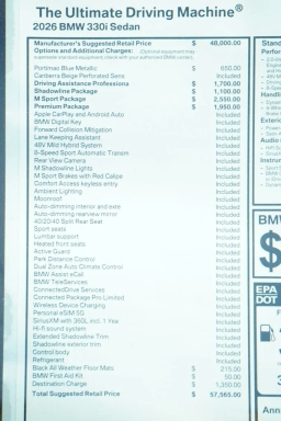 BMW 3 Series 330i NA Sedan 2026
